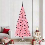 vidaXL Julgran med 300 LED-lampor med stativ Rosa 210 cm PVC