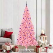 vidaXL Julgran med 300 LED-lampor med stativ Rosa 210 cm PVC