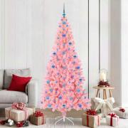 vidaXL Julgran med 300 LED-lampor med stativ Rosa 210 cm PVC