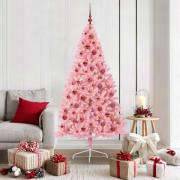 vidaXL Konstgjord Förbelyst Julgran med 300 LED-lampor Rosa 180 cm PVC
