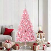 vidaXL Konstgjord Förbelyst Julgran med 300 LED-lampor Rosa 180 cm PVC