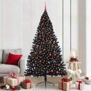 vidaXL Konstgjord Förbelyst Julgran Svart 210 cm PVC