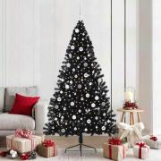 vidaXL Konstgjord Förbelyst Julgran Svart 210 cm PVC