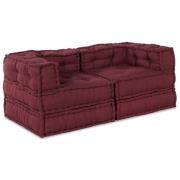vidaXL Modulär soffa 2 pcs Bordeaux 70 x 70 x 56 cm tyg
