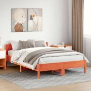 vidaXL Sängram utan madrass vaxbrun 150x200 cm massiv furu