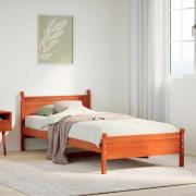 vidaXL Sängram utan madrass vaxbrun 75x190 cm massiv furu