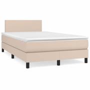vidaXL Ramsäng med bäddmadrass cappuccino 120x190 cm konstläder
