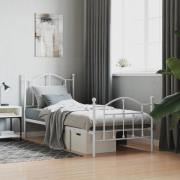 vidaXL Sängram med huvudgavel och fotgavel vit metall 80x200 cm