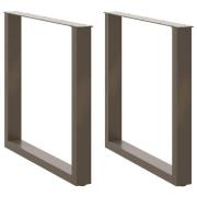 vidaXL Matbordsben U-formade 2 st naturstål 80x(72-73) cm stål