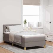 vidaXL Bäddfjäder med kudde med huvudgavel Taupe 90 x 190 cm tyg