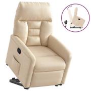 vidaXL Reclinerfåtölj med uppresningshjälp beige mikrofibertyg