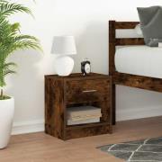 vidaXL Sängbord med låda rökfärgad ek 39x28x41 cm