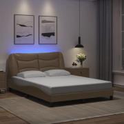 vidaXL Bed Frame with LED without Mattress "Hvar" Cappuccino 120x200 c...