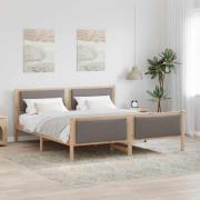 vidaXL Sängram med huvudgavel Taupe 200 x 200 cm tyg