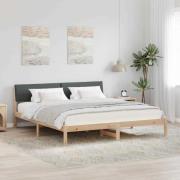 vidaXL Sängram brun och mörkgrå 200 x 200 cm Massiv furu