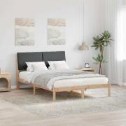 vidaXL Sängram brun och mörkgrå 150 x 200 cm Massiv furu