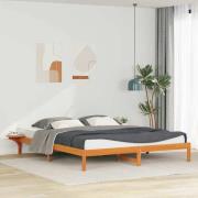 vidaXL Sängram med sidobord Vaxbrun 180 x 210 cm Massiv furu