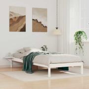 vidaXL Sängram med sidobord Vit 80 x 220 cm Massiv furu