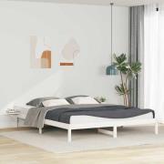 vidaXL Sängram med sidobord Vit 180 x 220 cm Massiv furu