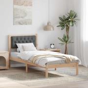 vidaXL Sängram med huvudgavel Mörkgrå 75 x 190 cm Massiv furu