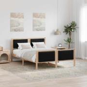 vidaXL Sängram med huvudgavel Brun och svart 135 x 190 cm Massiv furu