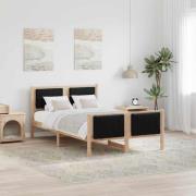 vidaXL Sängram med huvudgavel Brun och svart 120 x 190 cm Massiv furu