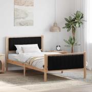 vidaXL Sängram med huvudgavel Brun och svart 100 x 200 cm Massiv furu