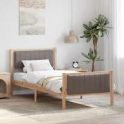 vidaXL Sängram med huvudgavel Brun och taupe 90 x 200 cm Massiv furu
