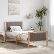 vidaXL Sängram med huvudgavel Brun och taupe 75 x 190 cm Massiv furu