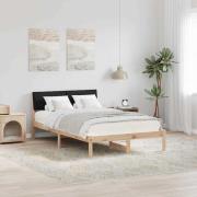 vidaXL Sängram med huvudgavel Brun och svart 120 x 200 cm Massiv furu