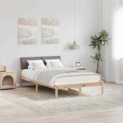 vidaXL Sängram med huvudgavel Brun och taupe 120 x 200 cm Massiv furu