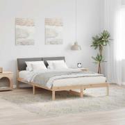 vidaXL Sängram med huvudgavel Brun och taupe 140 x 190 cm Massiv furu