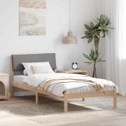 vidaXL Sängram med huvudgavel Brun och taupe 90 x 200 cm Massiv furu