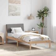vidaXL Sängram med huvudgavel Brun och taupe 80 x 200 cm Massiv furu