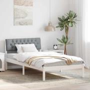 vidaXL Sängram med huvudgavel Vit och ljusgrå 100 x 200 cm Massiv furu