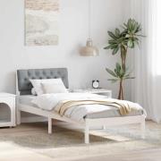 vidaXL Sängram med huvudgavel Vit och ljusgrå 80 x 200 cm Massiv furu
