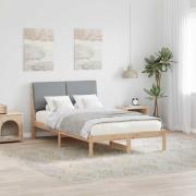 vidaXL Sängram Brun och ljusgrå 135 x 190 cm Massiv furu