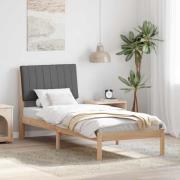 vidaXL Sängram med huvudgavel Brun 75 x 190 cm Massiv furu