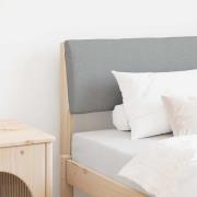 vidaXL Klädd sänggavel Ljusgrå 75 cm Massiv furu