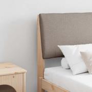 vidaXL Klädd sänggavel Taupe 200 cm Massiv furu