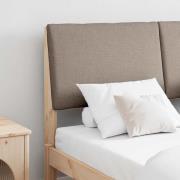 vidaXL Klädd sänggavel Taupe 140 cm Massiv furu