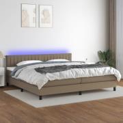 vidaXL Ramsäng med madrass & LED taupe 200x200 cm tyg