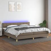 vidaXL Ramsäng med madrass & LED taupe 200x200 cm tyg