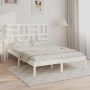 vidaXL Sängram vit massivt trä 140x190 cm