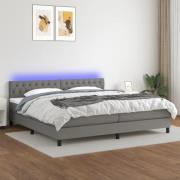 vidaXL Ramsäng med madrass & LED mörkgrå 200x200 cm tyg