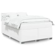 vidaXL Ramsäng med madrass vit 140x190 cm konstläder