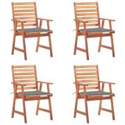 vidaXL Trädgårdsstolar 4 st med dynor massivt akaciaträ