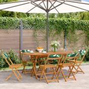 vidaXL Hopfällbara trädgårdsstolar 6 st grön tyg och massivt trä