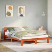 vidaXL Sängram utan madrass vaxbrun 150x200 cm massiv furu