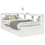 vidaXL Säng med bokhylla utan madrass vit 75x190cm massiv furu
